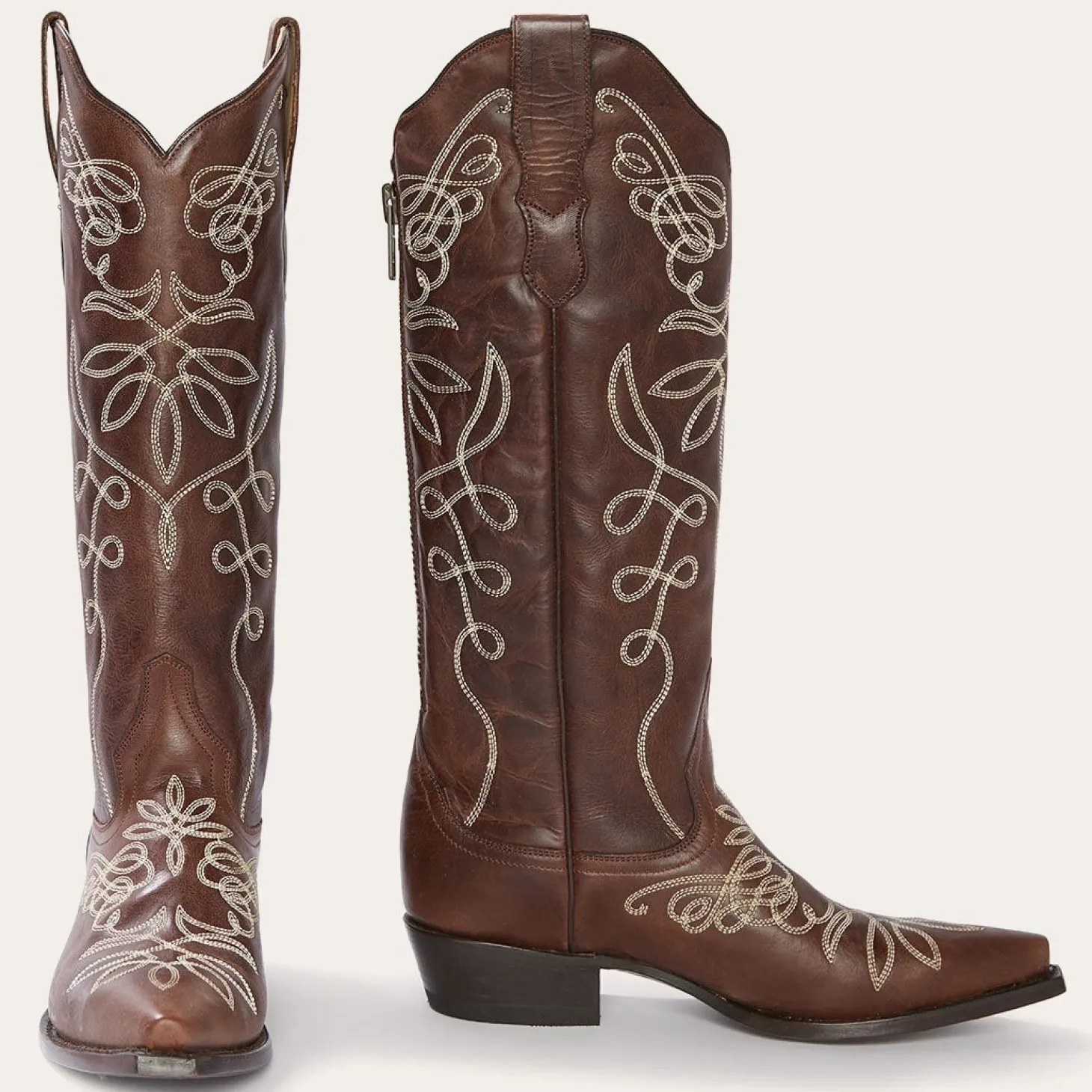 Adeline Burnished Brown Back Zip Cowboy Boot
