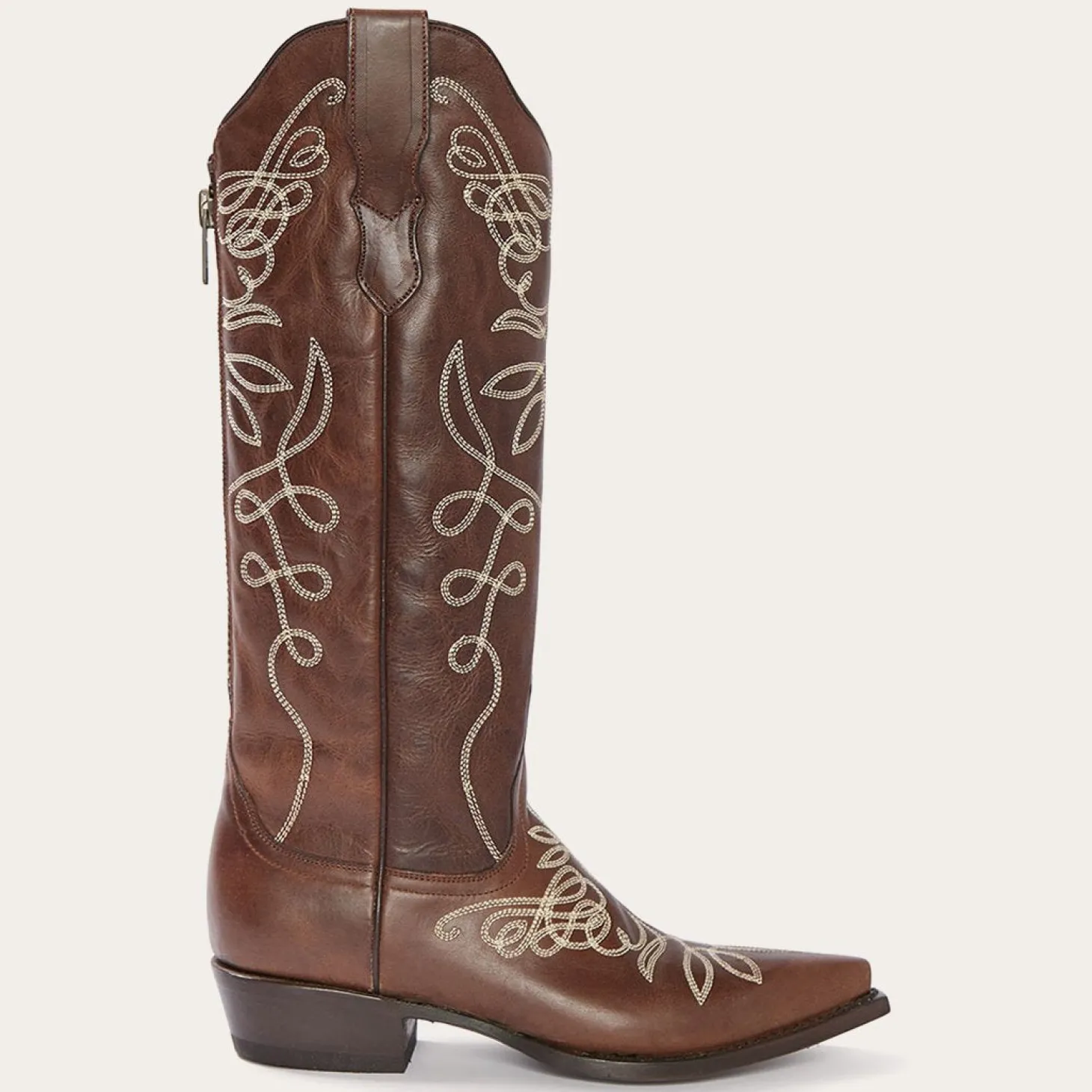 Adeline Burnished Brown Back Zip Cowboy Boot