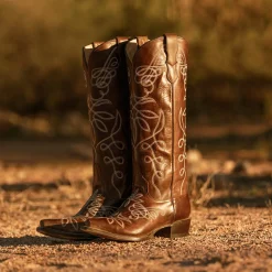 Adeline Burnished Brown Back Zip Cowboy Boot