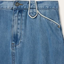 A-Line Piped Denim Skirt