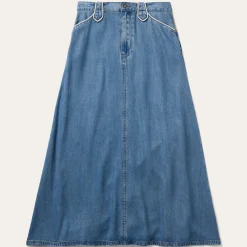 A-Line Piped Denim Skirt