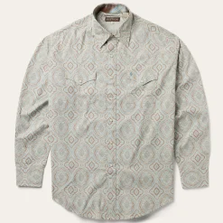 Aqua Paisley Print Western Shirt