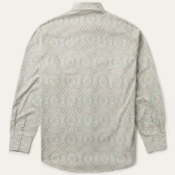 Aqua Paisley Print Western Shirt
