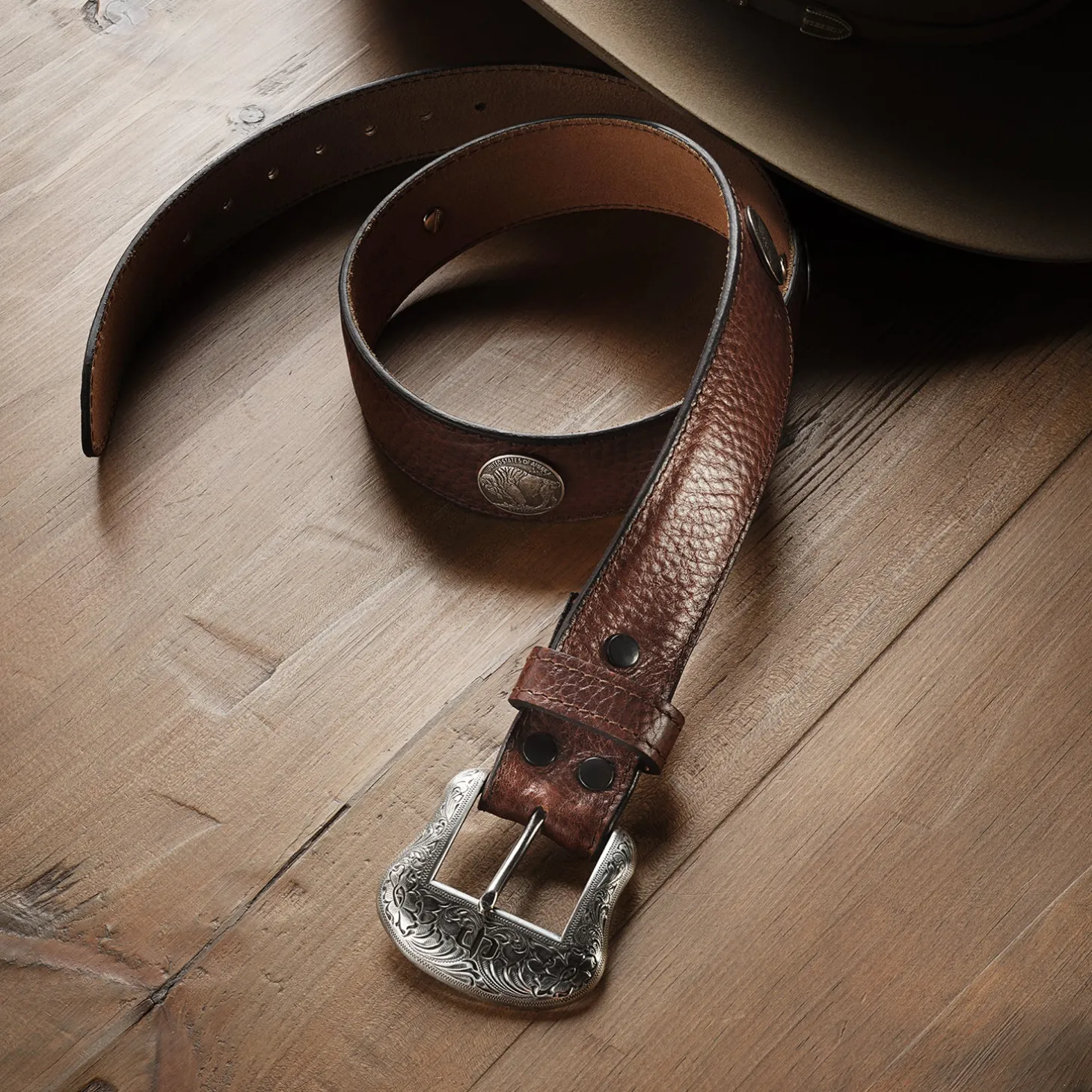 Bison Leather Concho Belt