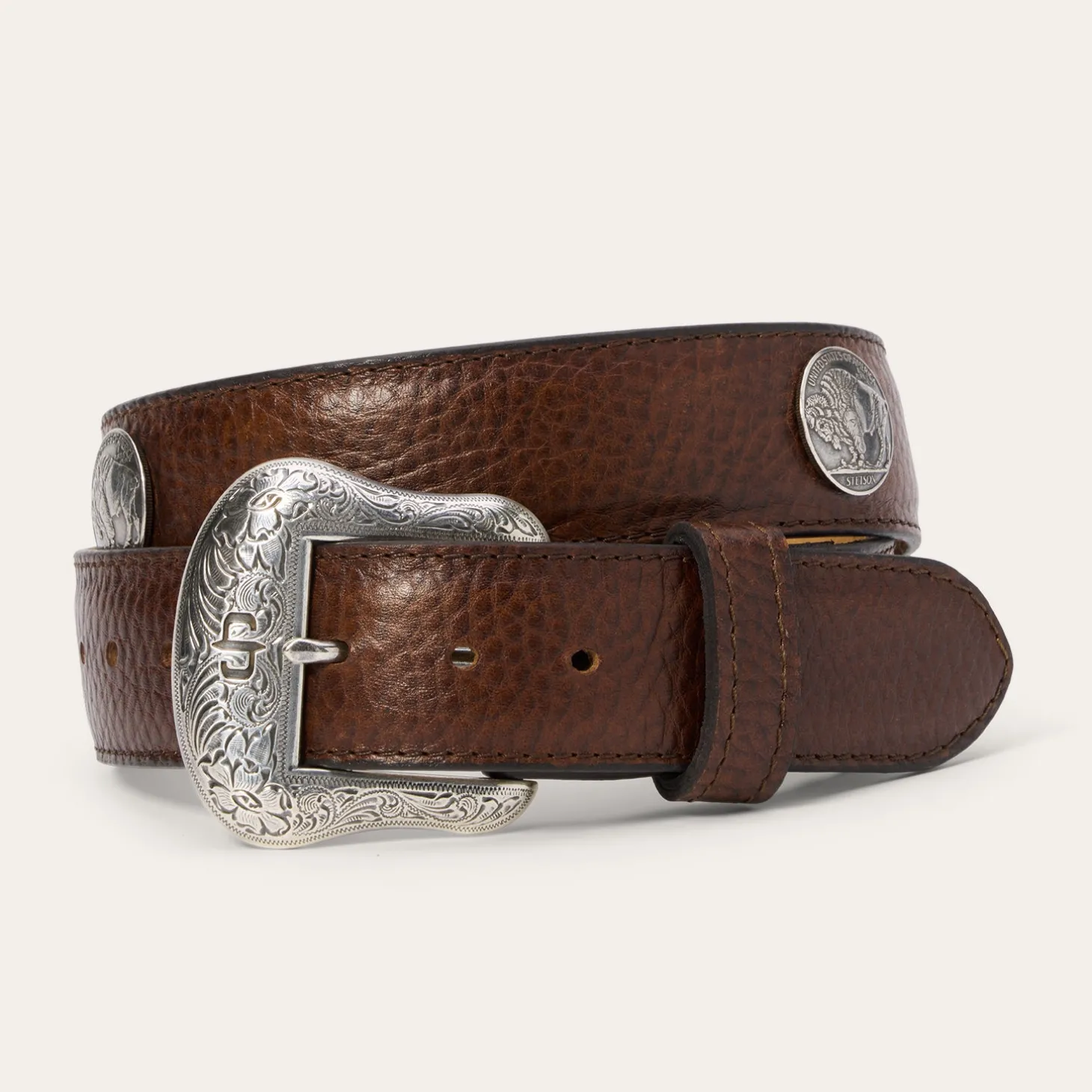 Bison Leather Concho Belt