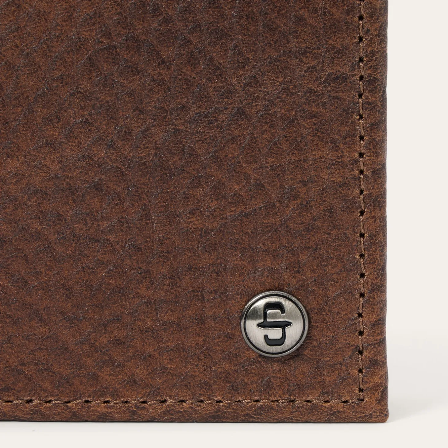 Bison Leather Stetson Rivet Bi-Fold Wallet