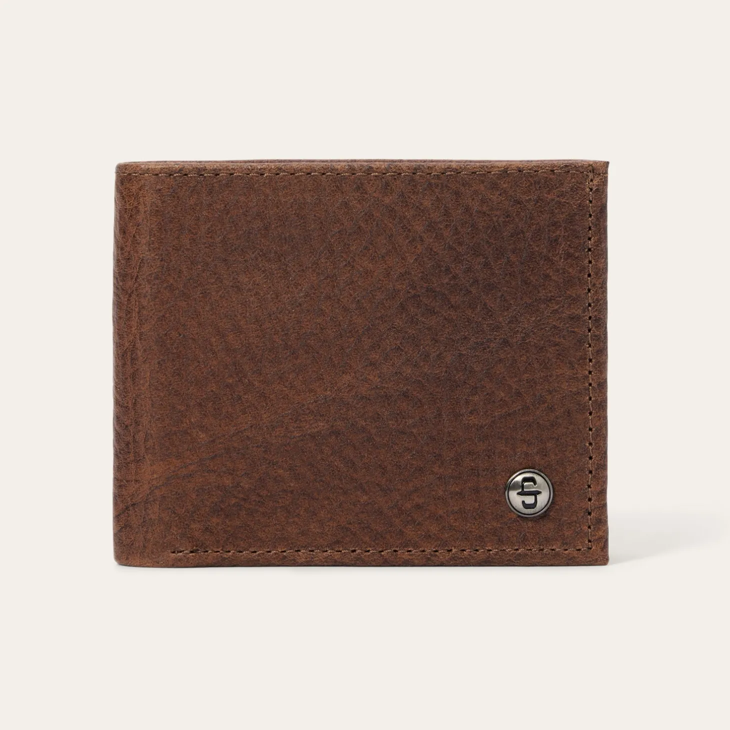 Bison Leather Stetson Rivet Bi-Fold Wallet