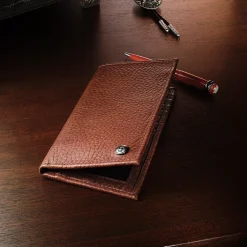Bison Leather Stetson Rivet Checkbook Wallet