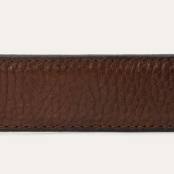 Bison Leather Tooled Tab Belt