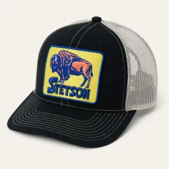 Bison Patch High Crown Trucker Hat