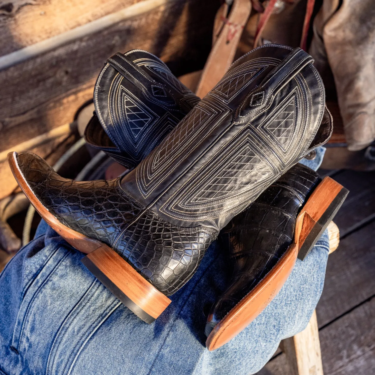 Black Falls Alligator Cowboy Boot