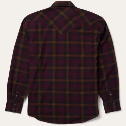 Black Wine Plaid Flannel Western Shirt