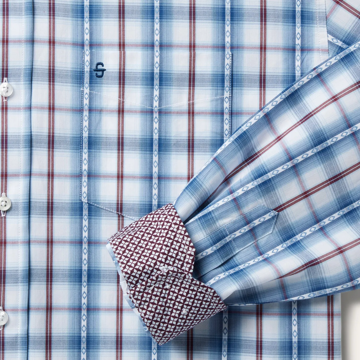 Blue Diamond Dobby Plaid Shirt