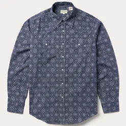 Blue Medallion Print Western Shirt
