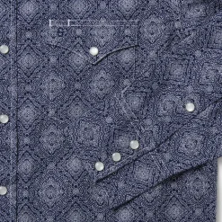 Blue Medallion Print Western Shirt