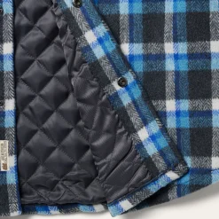 Blue Plaid Quilted Shirt Jacket