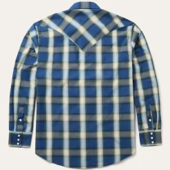 Blue Sage Dobby Plaid Western Shirt