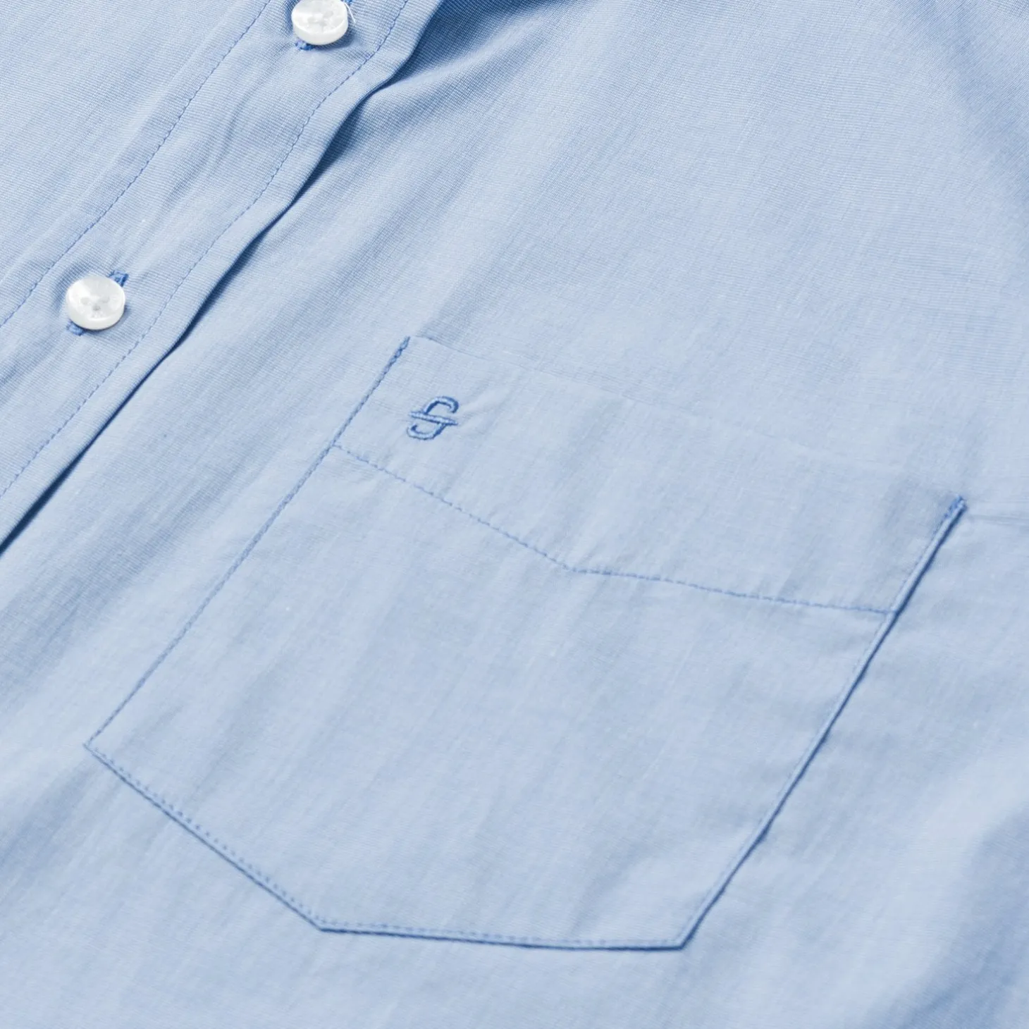 Blue Solid One-Pocket Snap-Front Shirt