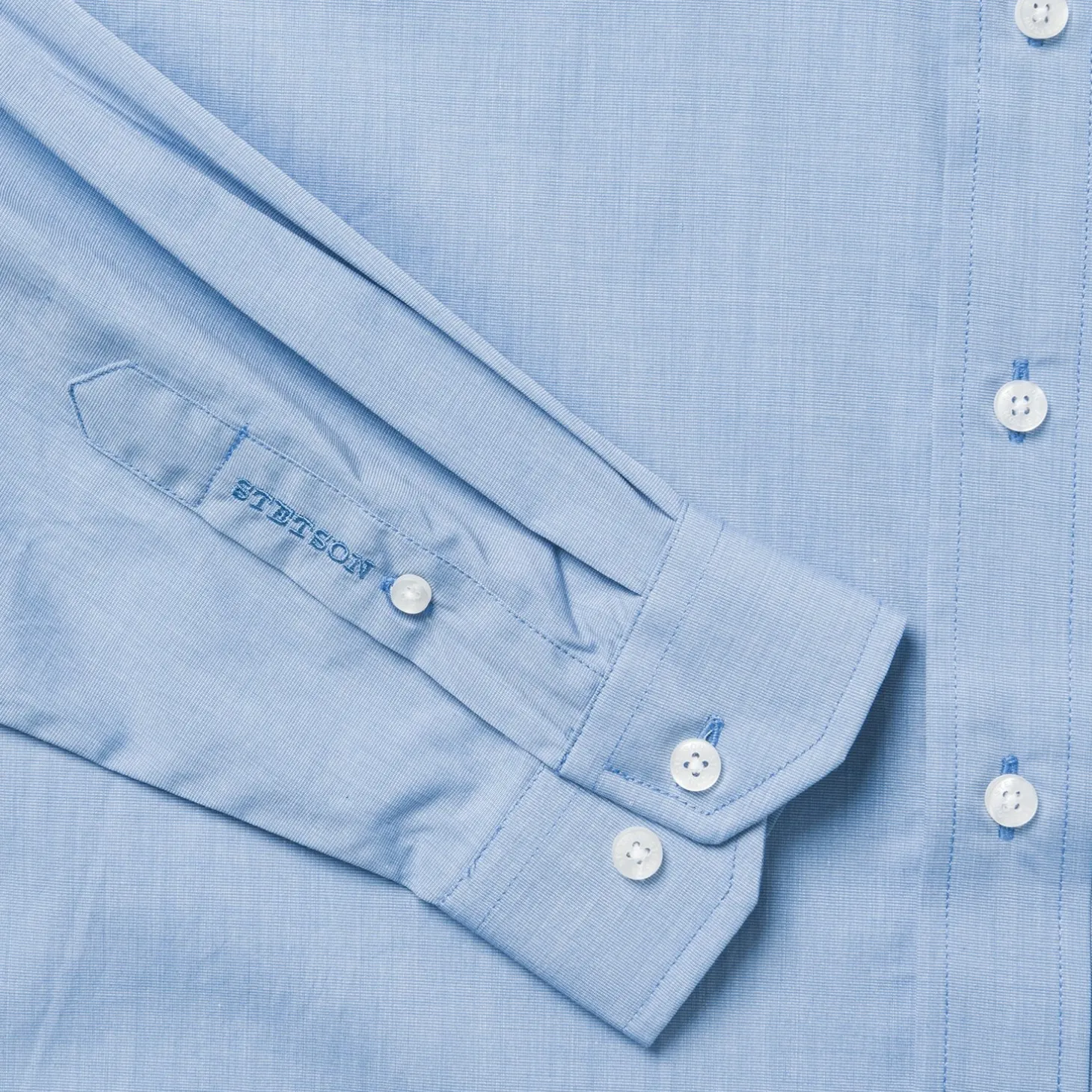 Blue Solid One-Pocket Snap-Front Shirt