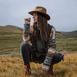 Brown Serape Belted Cardigan