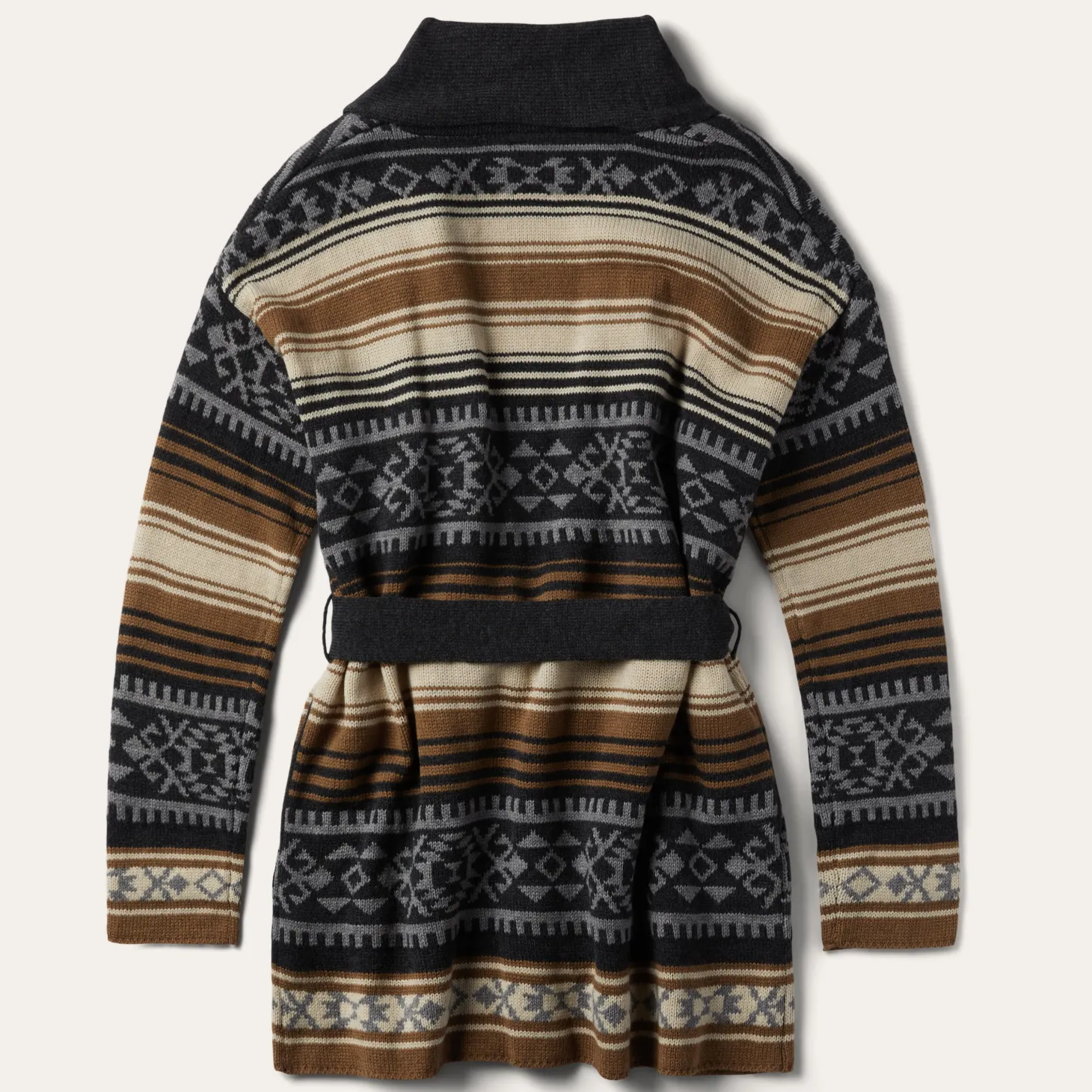 Brown Serape Belted Cardigan