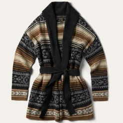 Brown Serape Belted Cardigan