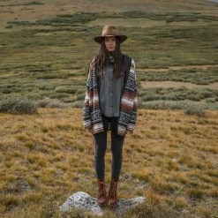 Brown Serape Belted Cardigan