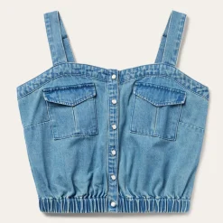 Button Front Denim Tank Top