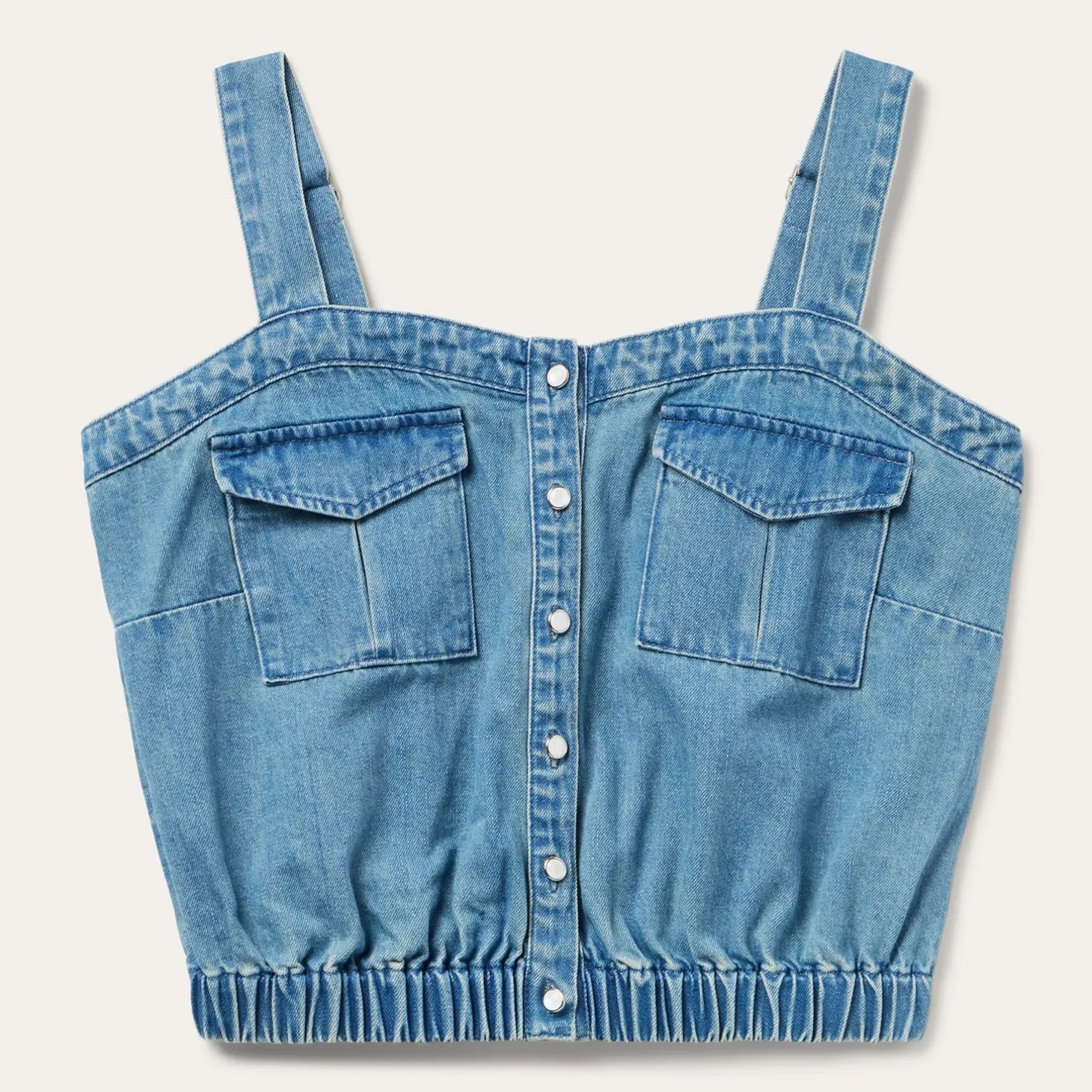 Button Front Denim Tank Top