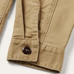 Camel Stretch Canvas Shirt Jacket