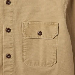Camel Stretch Canvas Shirt Jacket