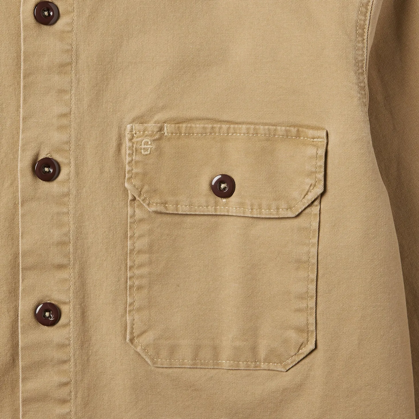 Camel Stretch Canvas Shirt Jacket