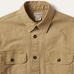 Camel Stretch Canvas Shirt Jacket