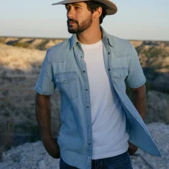 Chambray Oxford Short Sleeve Western Shirt