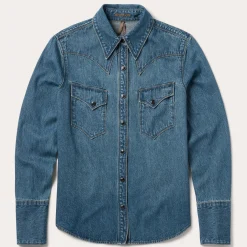 Chocolate Snap Western Denim Shirt