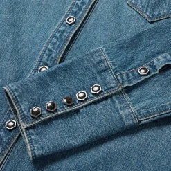 Chocolate Snap Western Denim Shirt
