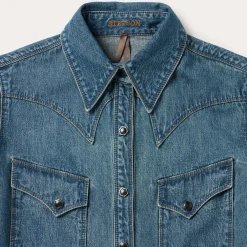 Chocolate Snap Western Denim Shirt