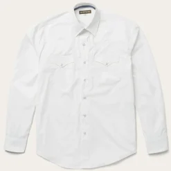 Classic Solid Snap Poplin Shirt In Optic White