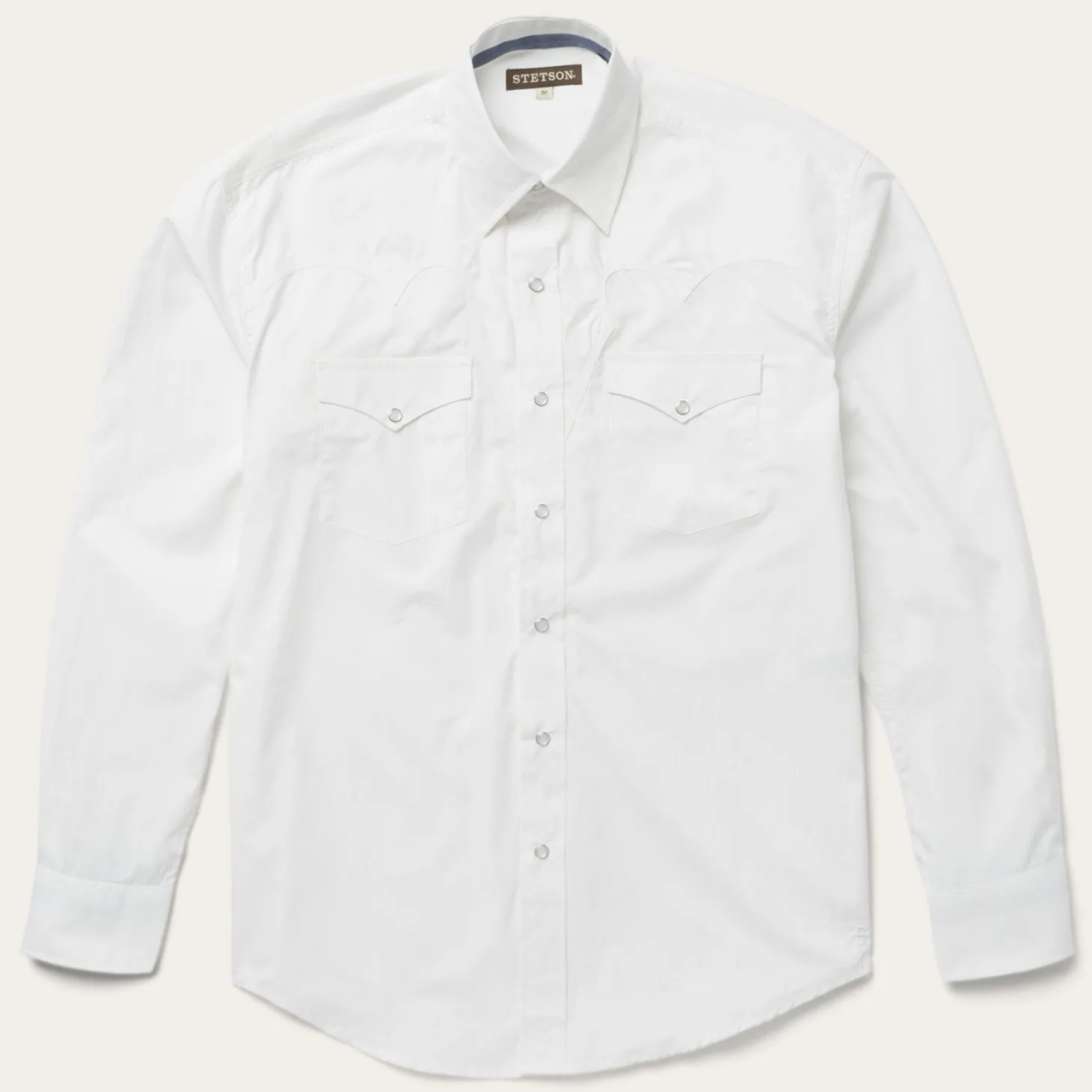 Classic Solid Snap Poplin Shirt In Optic White