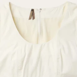 Cream Denim Tiered Dress