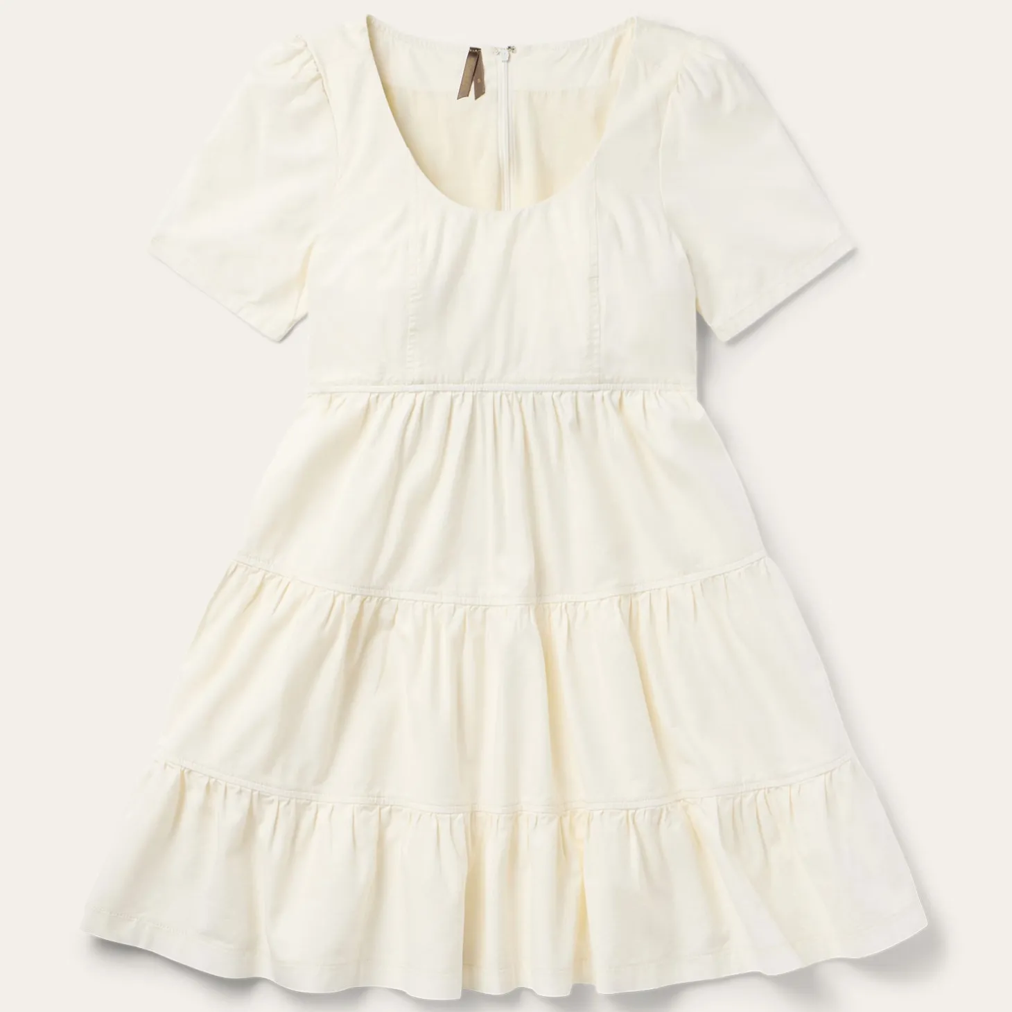 Cream Denim Tiered Dress