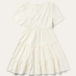 Cream Denim Tiered Dress