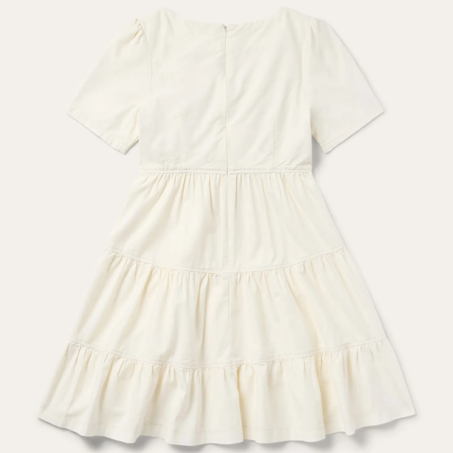 Cream Denim Tiered Dress