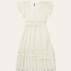 Cream Herringbone Dress