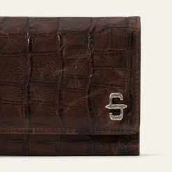 Croco Embossed Front Flap Wallet
