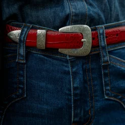 Croco Print Tapered Belt
