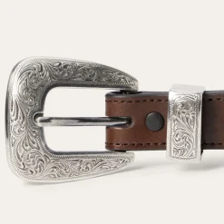 Croco Print Tooled Tapered Belt