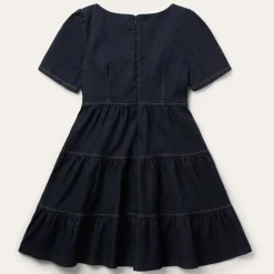 Dark Denim Dress With Contrast Top Stitching