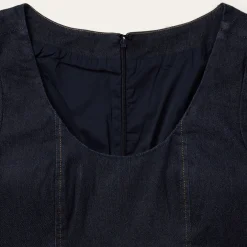 Dark Denim Dress With Contrast Top Stitching