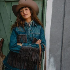 Dark Denim Fringe Jacket